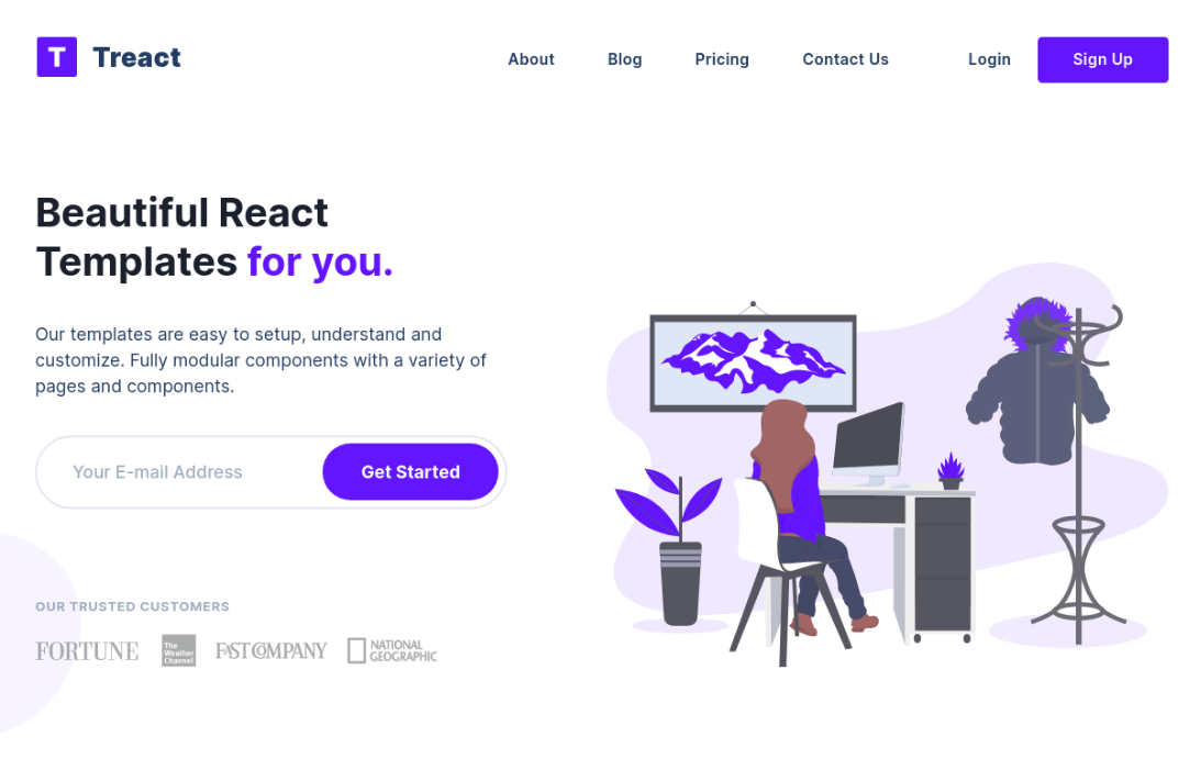 treact web page screenshot